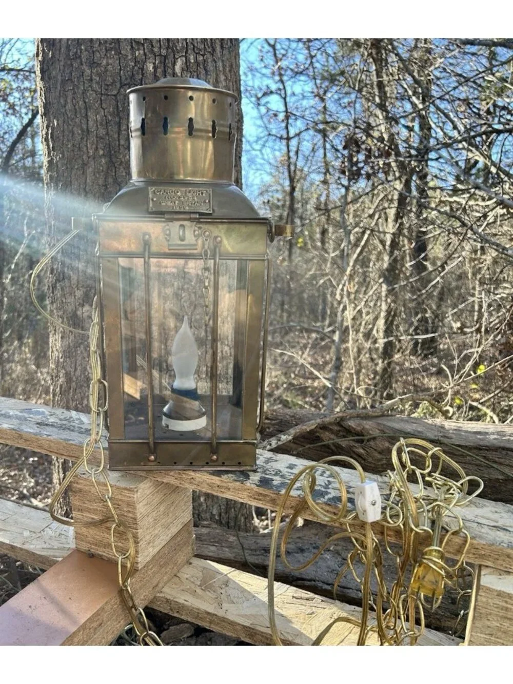 Vintage Marine Cargo Light GR Britain 1939 Brass Ship Carriage Lantern Nautical